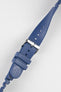 Blue Bonetto Cinturini Rubber Strap Buckled and twisted to show flexibility