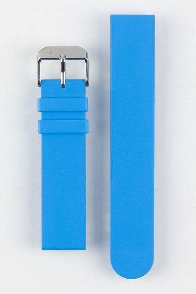 Bonetto Centurini 270 Self-Punch Rubber Watch Strap in Azure Light Blue with Bonetto Centurini embossed silver buckle