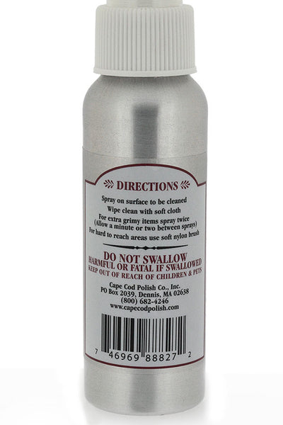 Cape Cod Cleaning Spray for Brushed Metals (Rear Label)