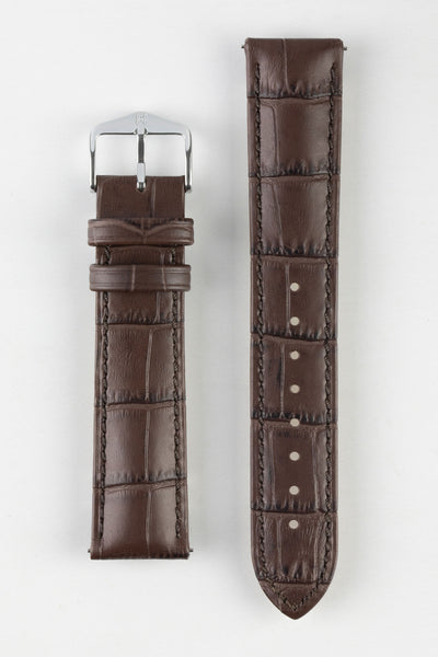 Hirsch DUKE Brown Quick-Release Alligator Embossed Leather Watch Strap