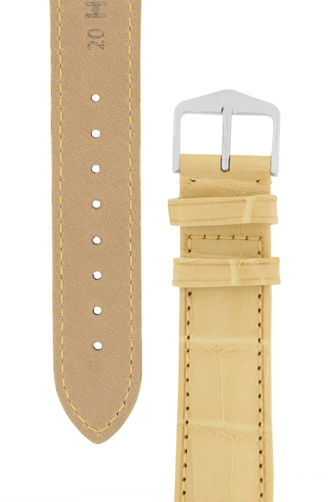 Hirsch Earl Genuine Alligator-Skin Watch Strap in Yellow (Tapers & Buckle)