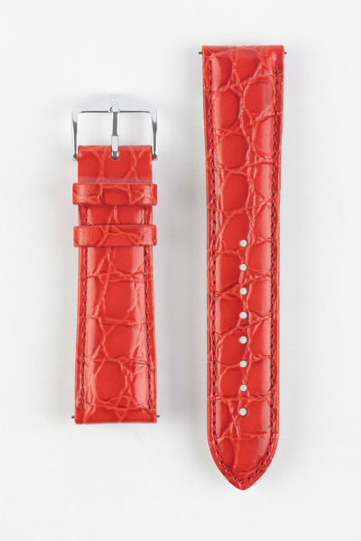 Hirsch CROCOGRAIN Red Crocodile Embossed Leather Watch Strap