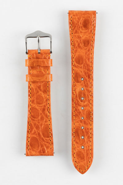 Hirsch GENUINE CROCO Orange Shiny Crocodile Leather Watch Strap