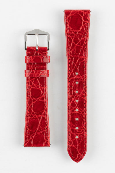 Hirsch GENUINE CROCO Shiny Red Crocodile Leather Watch Strap