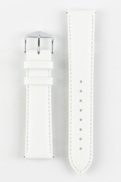 Hirsch KANSAS Buffalo-Embossed Calf Leather Watch Strap in WHITE