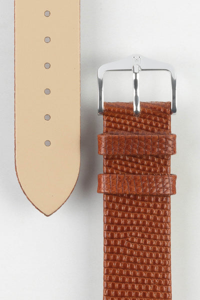 Hirsch LIZARD Gold Brown Leather Watch Strap