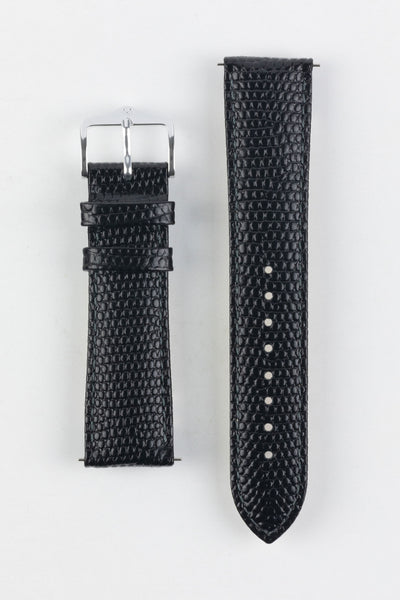 Hirsch RAINBOW Quick-Release Lizard Embossed Leather Watch Strap in BLACK