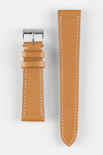 JPM Italian Elegant Print Leather Watch Strap in GOLD BROWN