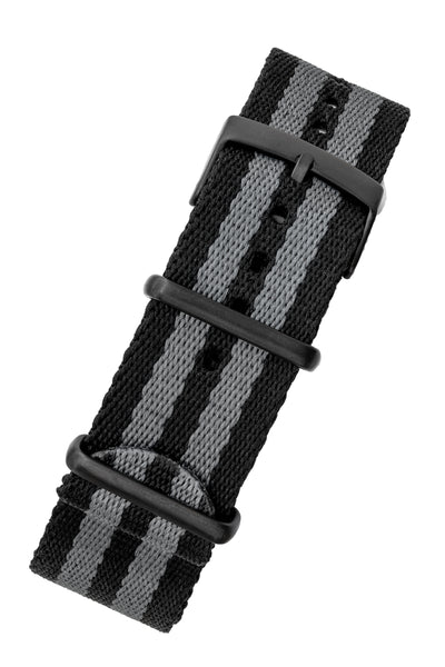Premium One-Piece Watch Strap in BLACK & GREY with Black PVD Hardware