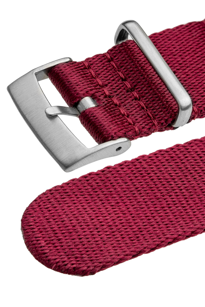 Premium One-Piece Watch Strap in BURGUNDY with Brushed Hardware