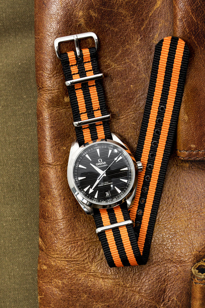 black and orange nato watch strap