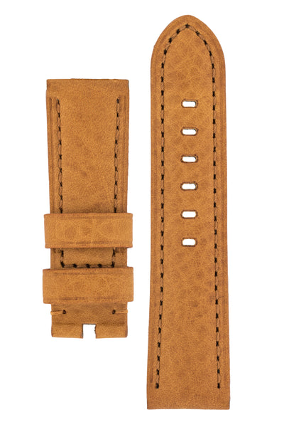 Panerai-Style Vintage Leather Watch Strap in GOLD BROWN