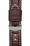 Panerai-Style Alligator-Embossed Deployment Watch Strap in TABAC / WHITE
