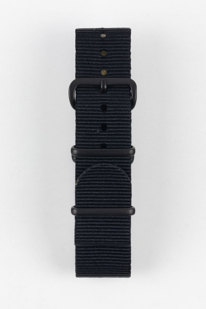 One-Piece Watch Strap in BLACK with PVD Buckle and Keepers
