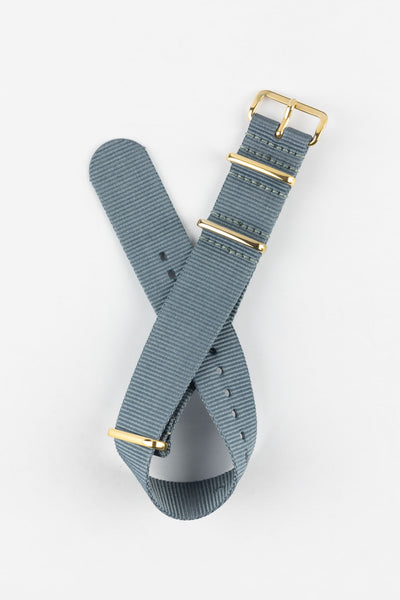One-Piece Watch Strap in GREY with Gold Buckle and Keepers