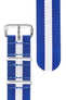 One-Piece Watch Strap in ROYAL BLUE with WHITE Stripe