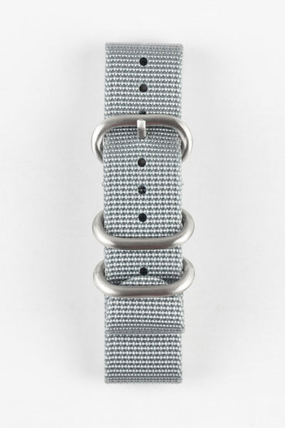 ZULU Nylon Watch Strap with 3 Steel Rings in GREY